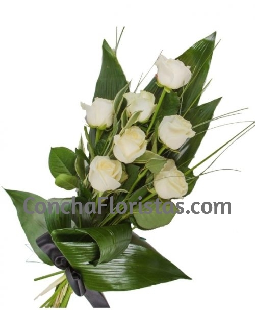 ramo funerario 7 rosas blancas
